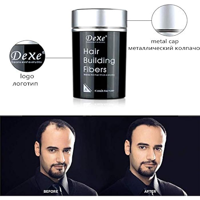 Dexe Hair Building Thickening Fibers For Man & Women, Black, 22 g - Image 2